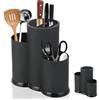 Windfromort 3 in 1 Ceppo Coltelli Senza Coltello - Supporto Universale per Porta Mestoli Cucina - Organizer Cucina (Nero)