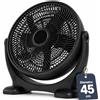 BAKAJI Ventilatore Da Terra In Plastica ABS Con Pala da 45 cm Inclinabile Potente Motore a 3 Velocità, Testa rotabile con angolo di inclinazione fino a 100° (Pala 45 Nero)