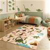 SIMPEX Tappeto per Bambini Dinosauri Tappeto Gioco per Cameretta in Beige con Motivo Dino e Strade 140x200 cm per ampie aree di gioco motivo ricco per gioco creativo e apprendimento