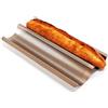 Ponixa Teglia da forno antiaderente per baguette francesi, perforata, in acciaio al carbonio (2 Baguettes)