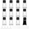 BENECREAT 12 barattolo di Inchiostro In Vetro Resistente Da 3.7x3.7x6.85cm, Flaconi di Inchiostro Vuoti Trasparenti Da 30 ml con Tappi di Plastica, 6 contagocce di Plastica e 4 imbuti