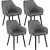 Goeurvant Sedie Velluto Sala da Pranzo con Braccioli Sedie Cucina Set da 4 Gambe in Legno Grigio Scuro
