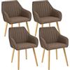 Goeurvant Set di 4 sedie da sala da pranzo, con gambe in legno beige con bracciolo, per sala da pranzo, cucina, con braccioli in poliestere, per sala da pranzo, cucina, marrone