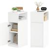 BEWISHOME Comodino StrettoSet di Due Pezzi, Vano Portaoggetti Aperto Con Anta, Ripiani Regolabili in Altezza, 65x25x30 cm, Design Moderno per Camera da Letto e Soggiorno, Bianco, EFCG13W