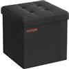 SONGMICS Cassapanca, Pouf Contenitore, Poggiapiedi Pieghevole da 30 x 30 cm, Ottomano con Stoccaggio, Regge fino a 130 kg, per Soggiorno, Camera da Letto, Dormitorio, Nero Inchiostro LSF028B01