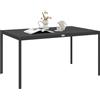 Outsunny Tavolo da Giardino a Doghe da 145x90 cm, Tavola da Pranzo per 6 Persone Rettangolare in Alluminio e Acciaio, Per Patio, Terrazzo, Balcone ed Esterno, Grigio Scuro