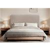 DHOME Testiera Imbottita Liscia Curva in Tessuto Aqualine Altezza 70cm da Parete Fonoassorbente Testiere Assorbenti Testata Letto Camera da Letto (Sabbia, 150cm)