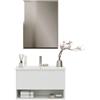 ZIK - Mobile Bagno con Lavabo e Specchio Moderno, Lavandino Bagno con Mobiletto in Legno e Ceramica, Mobile Sospeso con Finiture Eleganti e Cassetto e Vano Salvaspazio (Bianco)
