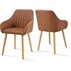 Goeurvant Sedie Sala da Pranzo Moderne in Pelle PU Sedie Cucina Gambe in Legno Set da 2 Marrone