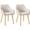 Goeurvant Sedie Sala da Pranzo in Poliestere Sedie Cucina Gambe in Legno Sedia Imbottite Set da 2 Beige