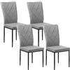 WOLTU Set di 4 Sedie per Sala da Pranzo, Sedie da Cucina con Schienale Alto | Gambe in Metallo e Rivestimento in Velluto, Grigio Scuro