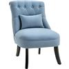 HOMCOM Poltrona per Salotto Imbottita con Cuscino e Piedini Antiscivolo, Poltrona D'Arredo in Tessuto Effetto Lino e Legno, 52.5x69x77 cm, Blu