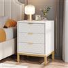 Tribesigns Comodino Set di 2, 3 cassetti alto comodino con stoccaggio, moderno elegante tavolino per camera da letto, soggiorno, bianco e oro (Confezione Da 1 Pezzo.)