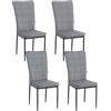 WOLTU Set 4 Sedie da Pranzo con Schienale Alto, Sedia da Cucina con Motivi Quadrati, Sedia Imbottita per Soggiorno, Camera da Letto, Sedile in Velluto e Gambe in Metallo, Grigio Scuro,