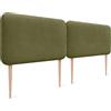 DHOME Testiera Imbottita Liscia Arrotondata in Tessuto Aqualine con Gambe per Parete Acustica Testate Letto Fonoassorbenti Camera da Letto (Verde, 190cm Dual)