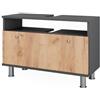 Vicco Mobiletto per lavabo Fynn, Antracite/Rovere dorato, 80.2 x 54 cm con cassetto, adatto per il montaggio sotto il lavandino