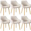 Goeurvant Sedie Sala da Pranzo in Poliestere Sedie Cucina Set da 6 Gambe in Legno Sedia Imbottite Beige
