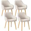 Goeurvant Sedie Sala da Pranzo in Poliestere Sedie Cucina Set da 4 Gambe in Legno Sedia da Pranzo Beige