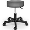 TRESKO® Sgabello da Lavoro Girevole per Salone Estetico e Ambulatorio Medico, con Rotelle, Rotazione Libera di 360°, 10 cm di Imbottitura (Grigio)