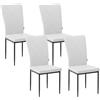 WOLTU Set di 4 Sedie per Sala da Pranzo, Sedie da Cucina con Schienale Alto, Sedie da Soggiorno Imbottite con Gambe in Metallo e Rivestimento in Ecopelle, Bianco,