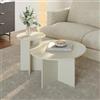 [en.casa] Set di 2 Tavolini Rotondi con Basi Incrociate Tavoli Bassi da Salotto in Misure Diverse Tavolini da caffè in color Avena Oatmeal