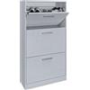 Piushopping ZIK - Scarpiera Salvaspazio Slim in Legno (63x24x115h) Doppia profondità Scarpiera da Ingresso Verticale, Moderna, Scaffale Scarpe di Design Vari Colori per Vari Stili di Arredamento (Bianco)