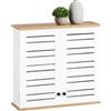 SoBuy Pensile da Bagno - Mobile da Bagno Sospeso - Armadietto a Muro Stretto con Ante a Persiana e Ripiani Regolabili, per Cucina e Corridoio, in Legno, Bianco, 60x56x19cm, BZR42-W