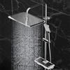Görbach Colonna Doccia con Porta Ogetti Mensola, Acciaio Inox Set doccia a Pioggia con Soffione e Doccetta Cromato (35×25cm)