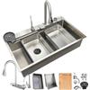 HZKSINNK Lavello da cucina 80 x 50 cm, in acciaio inox 304 spazzolato, con scolapiatti, sifone, scarico, 1 lavandino da incasso, rettangolare, grande bacino