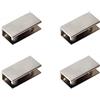 CFSky Set di 4 supporti rettangolari in vetro, 54 x 27 x 16 mm, nichel spazzolato, supporto in vetro regolabile con inserto in plastica per 6 - 10 mm