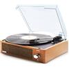 Lauson XN092 Giradischi in Vinile Vintage con Bluetooth e Altoparlanti Integrati Codifica della Funzione di Registrazione PC-Link Lettore vinile a 3 velocità 33, 45, 78 (Rovere)