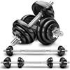 RE:SPORT 2 in 1 Set di manubri 15-40 kg | Set di manubri in ghisa regolabili | Manubri e bilancieri | Ganci a stella e tubo di collegamento