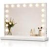 Teousev Hollywood Specchio Trucco con luci, Specchio Trucco con 17 lampade LED, Illuminato Specchio da Tavolo con 10x ingrandente, 80x60cm