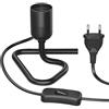 ledscom.de Lampada da tavolo/Portalampada/Base triangolare TRIN, interruttore, alluminio, nero, 1x E27 max. 60W