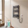 EMKE Scaldasalviette elettrico bagno,Curvo,75 x 40cm, 250W,Scaldasalviette con WIFI Termostato,Bianco,Radiatore da Bagno,Termoarredo Asciugamani da Bagno