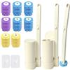 TZEKING Set Scopino WC Usa e Getta 54 Pezzi - 2 Spazzole con Manico Lungo, 2 Supporti a Parete con Staffa Adesiva, 48 Ricariche Detergenti in Spugna per Pulizia Bagno, Lavandino e Vasca