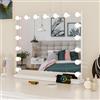Teousev Hollywood Specchio Trucco con luci, Specchio Trucco con 17 lampade LED, Illuminato Specchio da Tavolo con 10x ingrandente, 60x52cm