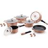 ROYALTY LINE SET 14 PEZZI IN PIETRA PENTOLE PADELLE e COPERCHIO LAVICA ROY, PER USO PROFESSIONALE E DOMESTICO, MODELLO RL-ES1014M - RAME