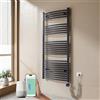 EMKE Scaldasalviette elettrico bagno,Curvo,140 x 60cm, 600W,Scaldasalviette con WIFI Termostato,Bianco,Radiatore da Bagno,Termoarredo Asciugamani da Bagno
