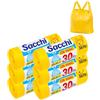 AkitaInk Sacchi Nettezza 40x55 cm con Manici, 180 Sacchetti Colorati Resistenti e Antiforo, 6 Rotoli da 30, Ideali per Bagno, Cucina e Ufficio (Giallo)
