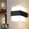 LetGlin 12W Applique da Parete LED Interno, IP65 Lampada da Esterno a Parete Moderna, 1200LM 3000K Up-and-Down Illuminazione, Luce Bagno da Muro per Soggiorno, Camera da Letto, Balcone, Nero 1 Pezzi