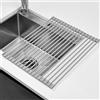 KitchenRaku Scolapiatti da Appoggio | Tappetino Pieghevole per il Lavandino in Cucina | Acciaio Inox 304 / Silicone | Scolapiatti per il Lavello della Cucina (Grigio Chiaro, 43x33cm)