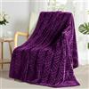 Whale Flotilla Coperta in Pile con Motivo a Foglie, Coperta Calda in Flanella per Divano e Letto, Morbida e Accogliente, Adatta a Tutte le Stagioni, 130 x 150 cm, Viola Scuro