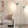 ANTENLICHT Lampada da terra YOYO con luce lettura | E27 max 60W | 2 teste orientabili 360° | Design vintage moderna in metallo per soggiorno | Altezza 159cm verde, senza lampadina