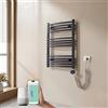EMKE Scaldasalviette elettrico bagno,Curvo,75 x 50cm, 300W,Scaldasalviette con WIFI Termostato,Anthracite,Radiatore da Bagno,Termoarredo Asciugamani da Bagno