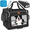 TRESKO® Box per cani pieghevole, con tappetino per mangiare e spatola, trasportino robusto per cani e gatti di piccola e grande taglia, S (50 x 34 x 34 cm), nero
