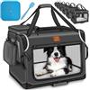 TRESKO® Box per cani pieghevole, con tappetino per mangiare e spatola, trasportino robusto per cani e gatti di piccola e grande taglia, L (70 x 52 x 52 cm), antracite