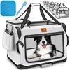 TRESKO® Box pieghevole per cani con tappetino, spatola e riflettori L 70 x 52 x 52 cm | trasportino per cani e gatti | trasportino per cani di piccola taglia e grande | borsa per cani robusta