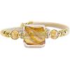VENEZIA CLASSICA - Bracciale da Donna con perla quadrata in Vetro di Murano Originale e vera pelle Toscana, con foglia in oro 24kt o argento, Made in Italy certificato (Beige Oro)
