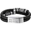 Bandmax Bracciale Uomo Pelle Cuoio Intrecciata con Chiusura Magnetica in Acciaio Inossidabile, Argento/Oro/Nero Braccialetto Uomo Personalizzato con Bussola Vichingo, Idee Regalo Uomo Papà Ragazzo